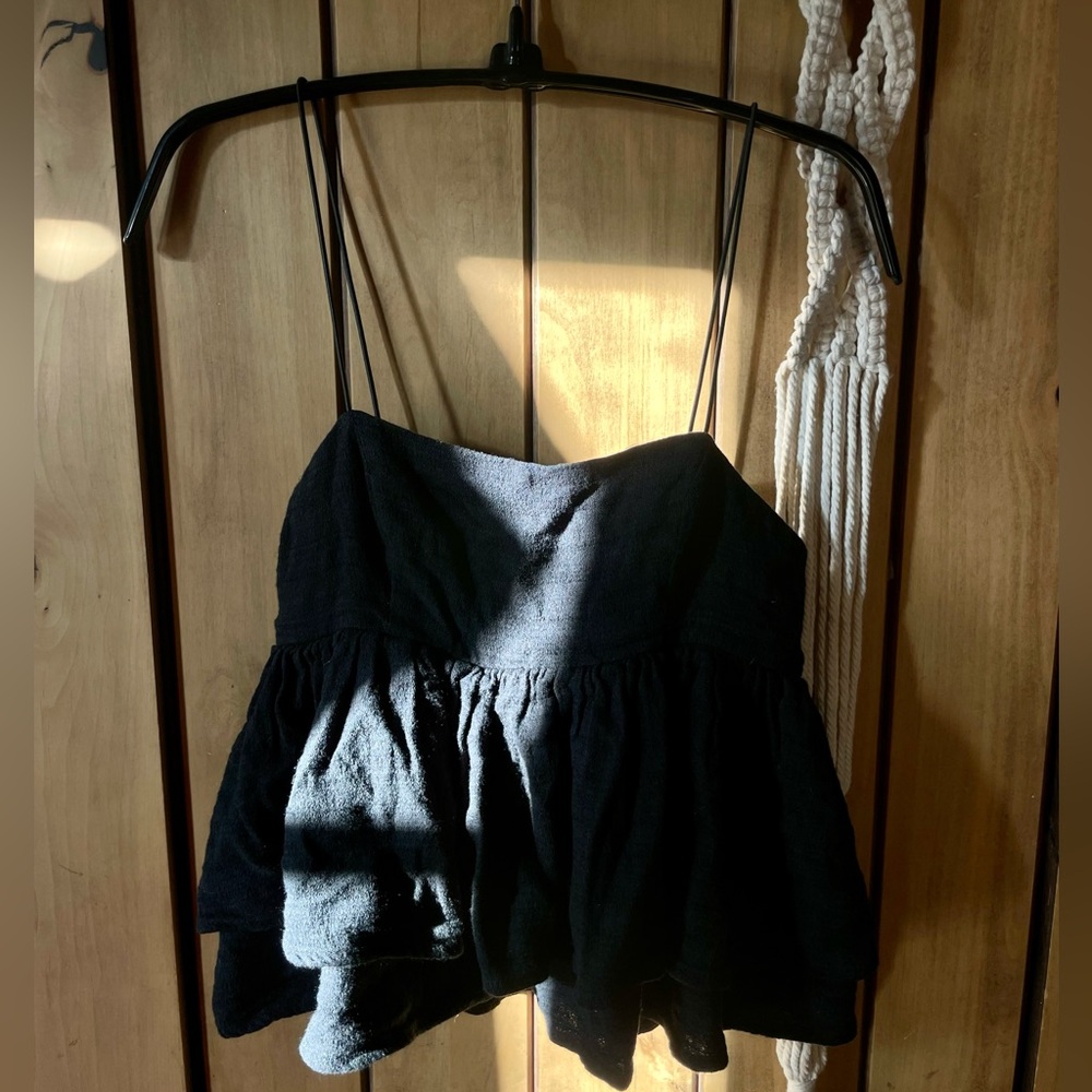 Black Thin Strap Peplum Urban Outfitters Tank